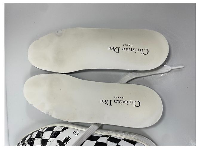 Christian Dior D-BEE Check Leder-Sneaker Schwarz Weiß - Ansicht 12