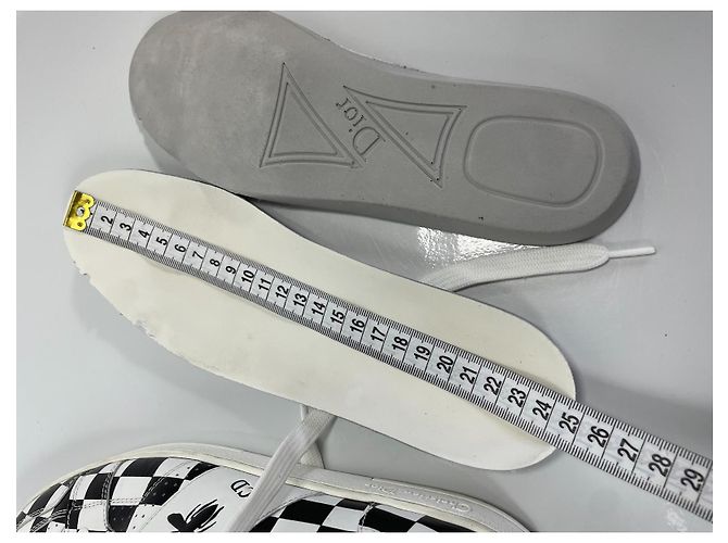 Christian Dior D-BEE Check Leder-Sneaker Schwarz Weiß - Ansicht 13