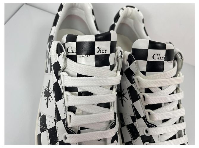 Christian Dior D-BEE Check Leder-Sneaker Schwarz Weiß - Ansicht 4