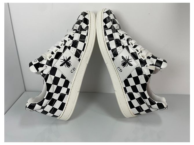 Christian Dior D-BEE Check Leder-Sneaker Schwarz Weiß - Ansicht 7