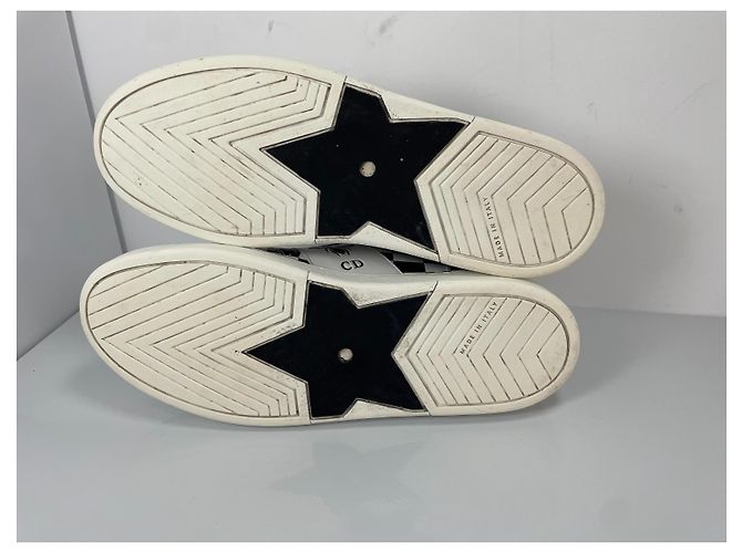 Christian Dior D-BEE Check Leder-Sneaker Schwarz Weiß - Ansicht 8