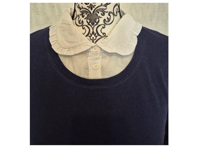 Autre Marque Karl Marc John Damen Hemdstrickpullover Größe 40/L simon Baumwolle marine weiß Marineblau - Ansicht 2