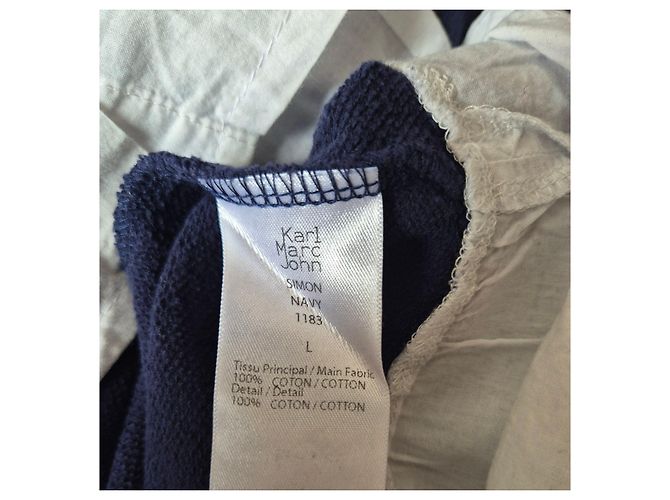 Autre Marque Karl Marc John Damen Hemdstrickpullover Größe 40/L simon Baumwolle marine weiß Marineblau - Ansicht 6