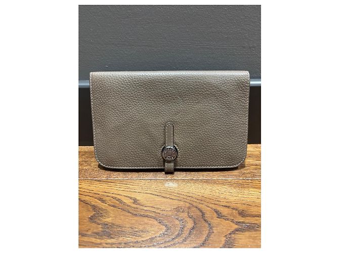 Cartera Duo Dogon Hermès Etoupe Gris pardo - vista 11