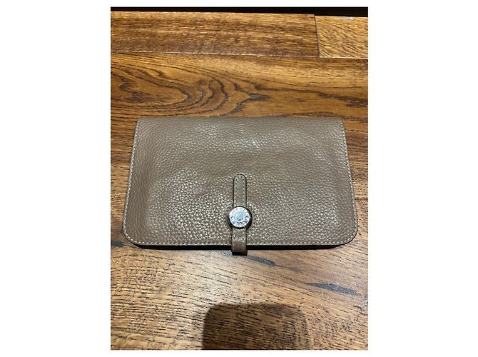 Cartera Duo Dogon Hermès Etoupe Gris pardo - vista 2