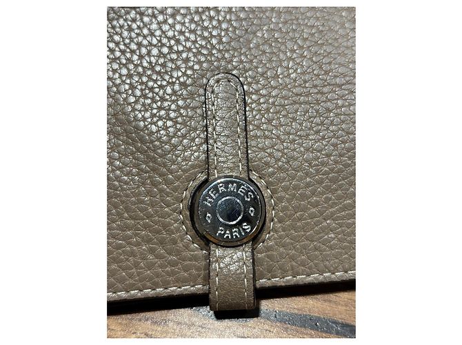 Cartera Duo Dogon Hermès Etoupe Gris pardo - vista 4