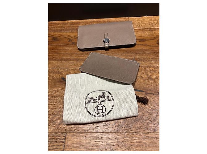 Cartera Duo Dogon Hermès Etoupe Gris pardo - vista 5