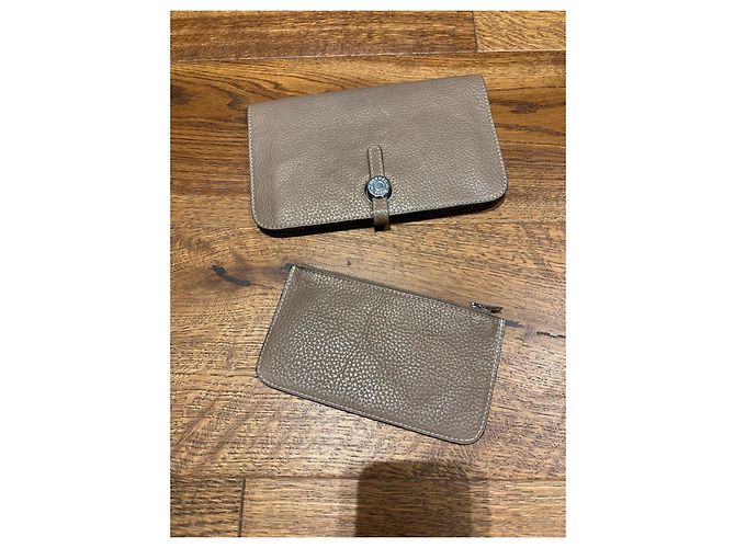 Cartera Duo Dogon Hermès Etoupe Gris pardo - vista 7