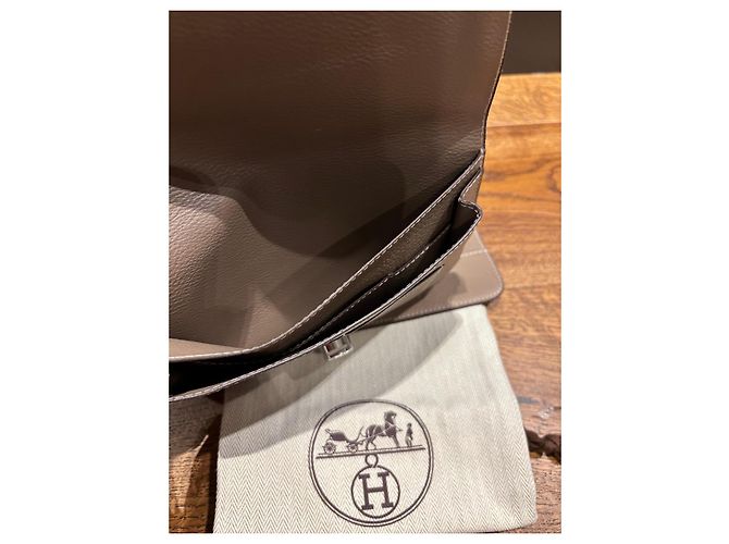 Cartera Duo Dogon Hermès Etoupe Gris pardo - vista 8