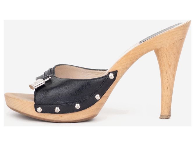 Mule con tacco con ciondolo a lucchetto Dior by Galliano 2000s Nero - vista 3