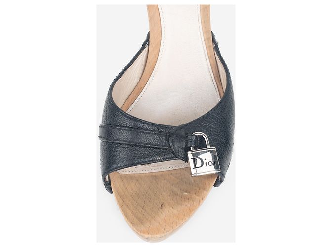 Mule con tacco con ciondolo a lucchetto Dior by Galliano 2000s Nero - vista 7
