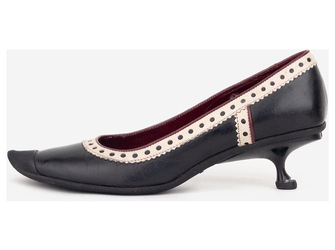 Escarpines Miu Miu SS99 con puntera de goma perforada y tacón kitten Negro - vista 5
