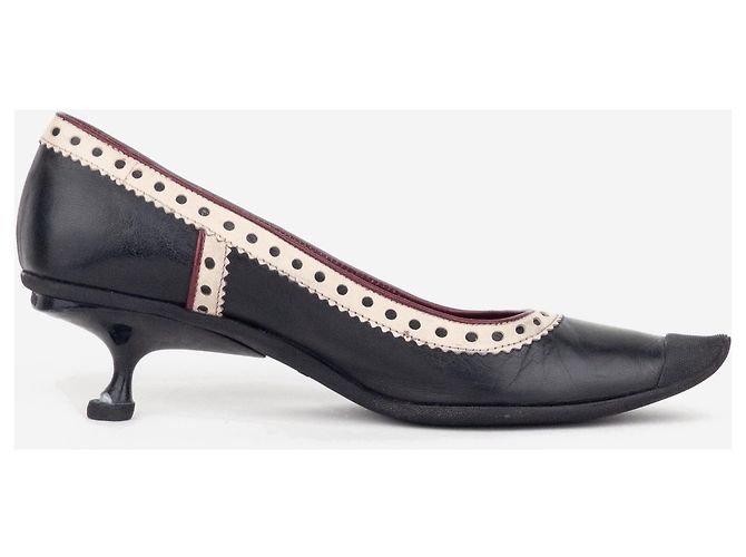 Escarpines Miu Miu SS99 con puntera de goma perforada y tacón kitten Negro - vista 6