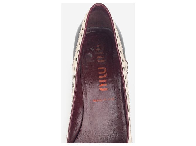 Escarpines Miu Miu SS99 con puntera de goma perforada y tacón kitten Negro - vista 8