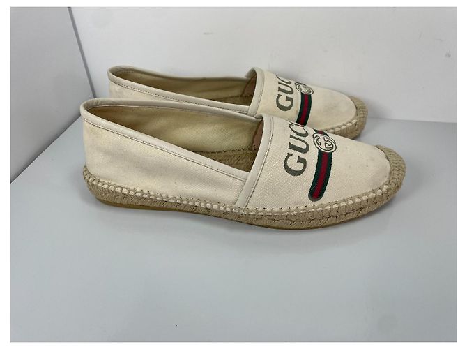 Espadrilles Gucci in tela beige con logo GG - vista 2