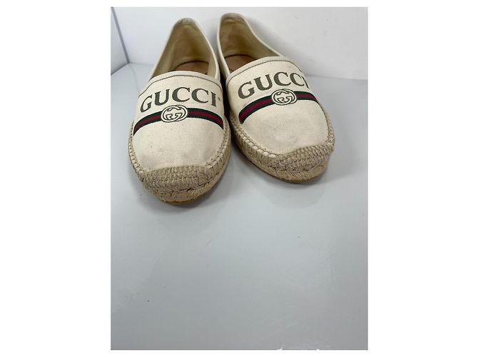 Espadrilles Gucci in tela beige con logo GG - vista 3