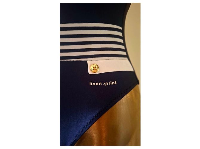 Autre Marque Einteiliger Badeanzug mit nautischem Thema Weiß Blau - Ansicht 5