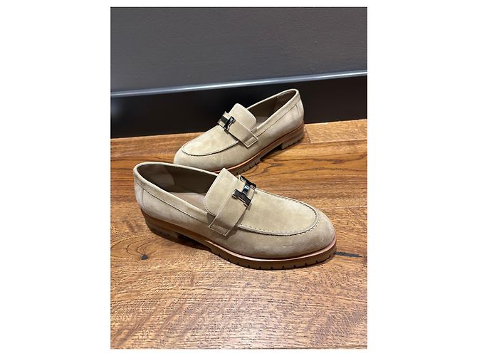 Mocassini in scamosciato Hermès Paris Beige - vista 10