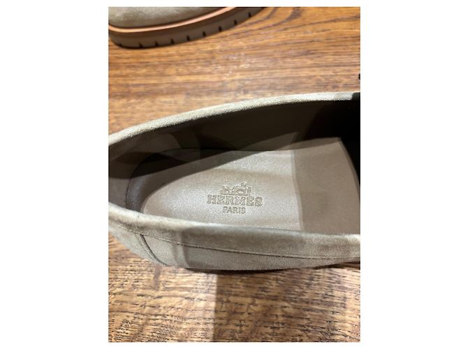 Mocassini in scamosciato Hermès Paris Beige - vista 12