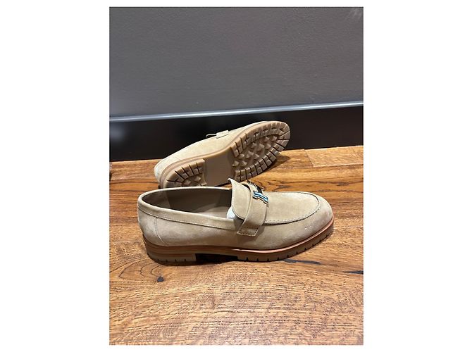 Mocassini in scamosciato Hermès Paris Beige - vista 7