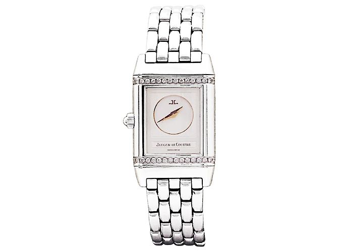 Montre Jaeger Lecoultre, "Reverso", acier et diamants. - vue 2