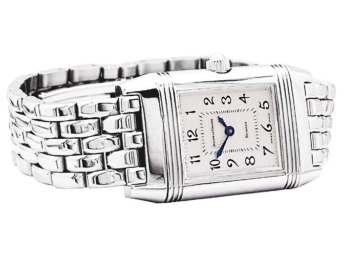 Montre Jaeger Lecoultre, "Reverso", acier et diamants. - vue 4