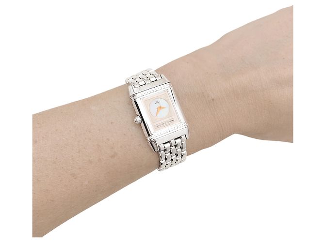 Montre Jaeger Lecoultre, "Reverso", acier et diamants. - vue 6