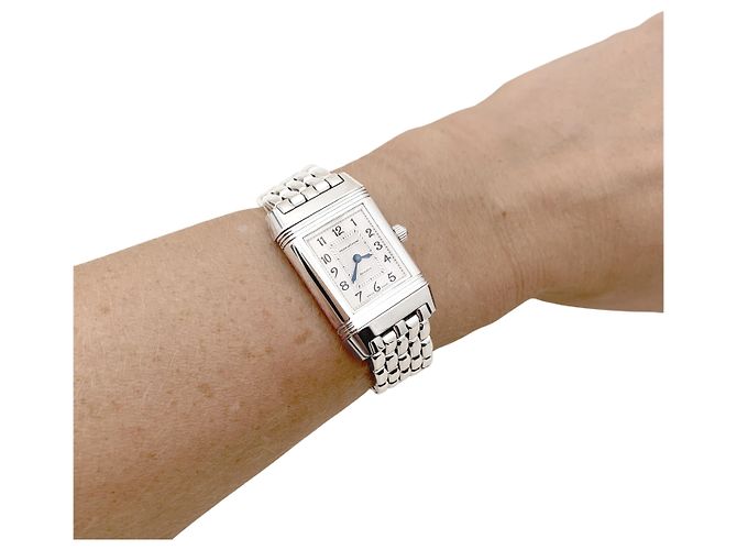 Montre Jaeger Lecoultre, "Reverso", acier et diamants. - vue 8