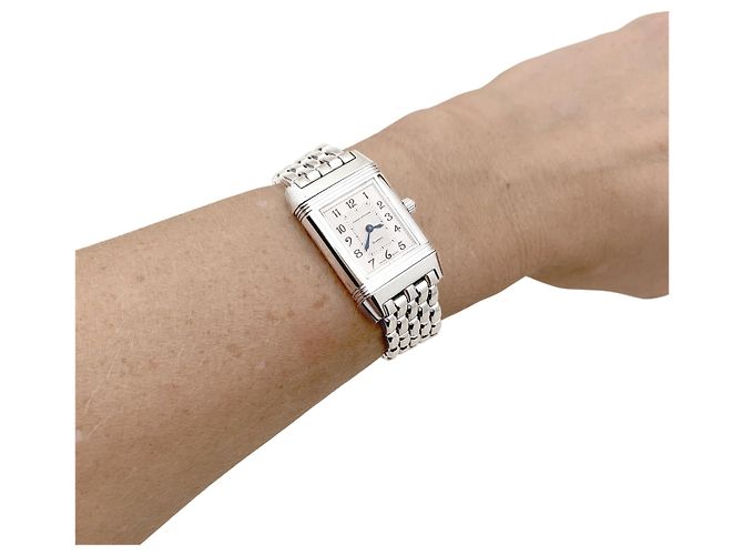 Montre Jaeger Lecoultre, "Reverso", acier et diamants. - vue 9