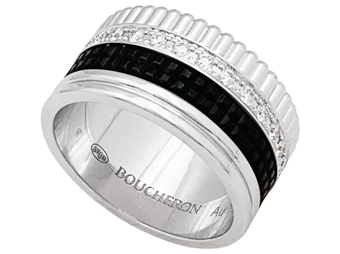 Anello Boucheron, "Quatre Black Edition Large", bianco, PVD e diamanti. - vista 2