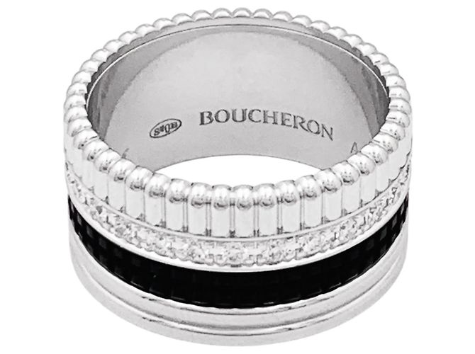 Anello Boucheron, "Quatre Black Edition Large", bianco, PVD e diamanti. - vista 5