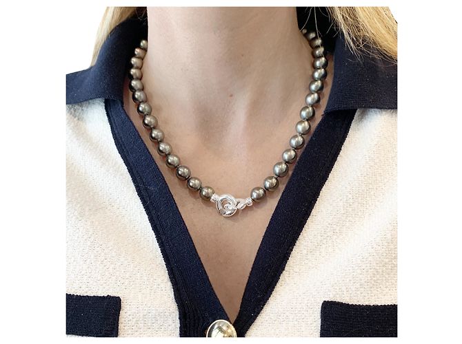 Autre Marque Collar 42 perlas de Tahití, cierre de oro blanco. - vista 6