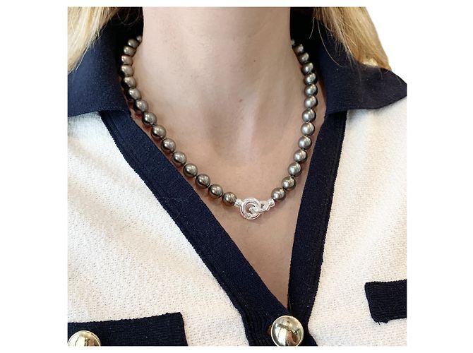 Autre Marque Collar 42 perlas de Tahití, cierre de oro blanco. - vista 7