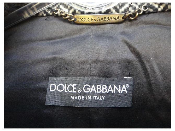 Abrigo de lana con espiga de doble botonadura Dolce & Gabbana Negro Gris - vista 3