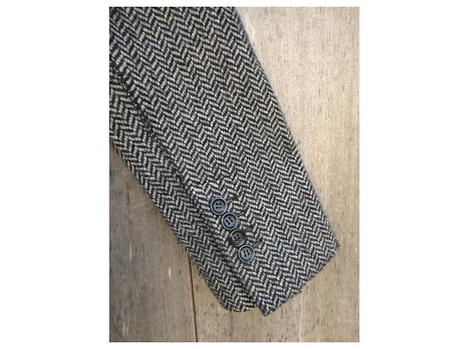 Abrigo de lana con espiga de doble botonadura Dolce & Gabbana Negro Gris - vista 4
