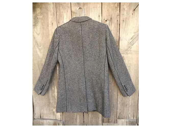 Abrigo de lana con espiga de doble botonadura Dolce & Gabbana Negro Gris - vista 8