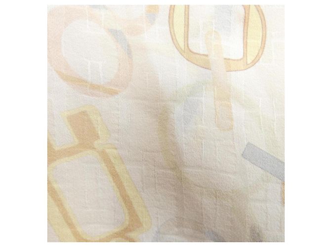 Hermès Falda de seda Twill Rêne Hermes Blanco - vista 7