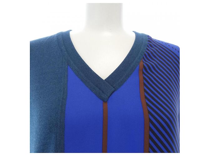 Hermès Vestido de twill Hermes Azul Naranja - vista 5