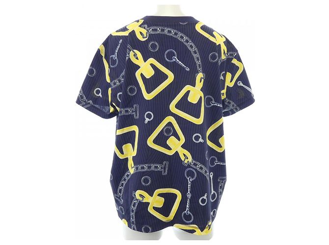 Hermès Camiseta de algodão Hermes 34 Azul Amarelo - vista 2