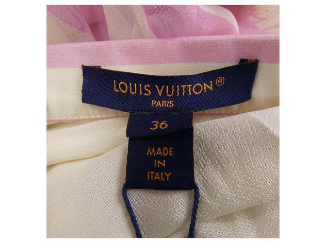 Falda de seda Louis Vuitton Rosa Blanco Azul - vista 4