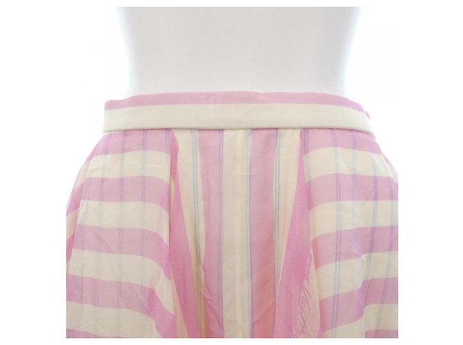 Falda de seda Louis Vuitton Rosa Blanco Azul - vista 5