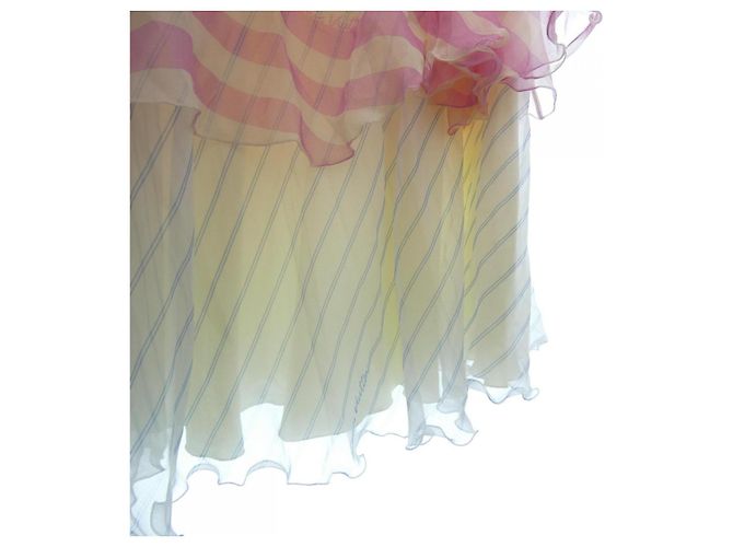 Falda de seda Louis Vuitton Rosa Blanco Azul - vista 6