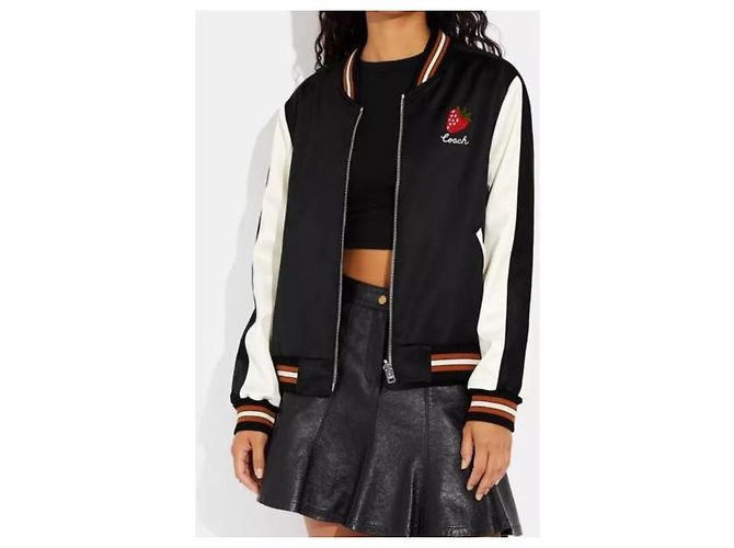 Chaqueta Souvenir reversible Coach de satén Negro Blanco - vista 5