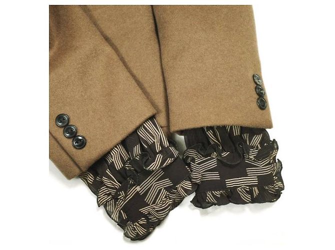 Autre Marque Giacca con inserti in lana e cashmere kolor Marrone Cammello - vista 5