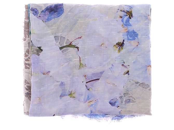 Faliero Sarti Blauer Schal mit Vogelprint - Ansicht 2