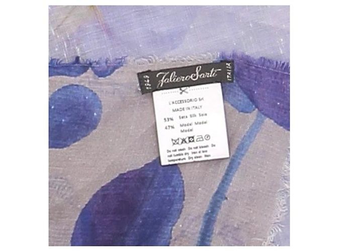 Faliero Sarti Blauer Schal mit Vogelprint - Ansicht 3