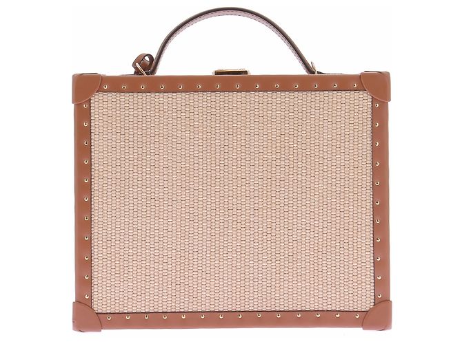 Autre Marque Clutch in rafia AERIN X TANNER KROLLE beige - vista 3
