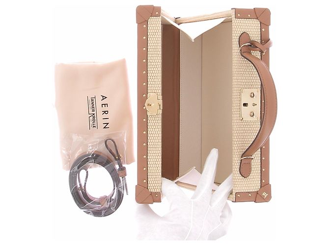Autre Marque Clutch in rafia AERIN X TANNER KROLLE beige - vista 7