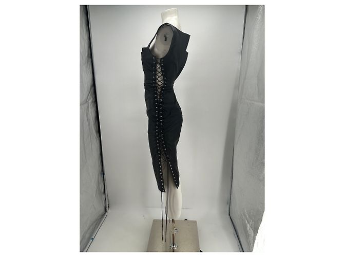 Autre Marque MIAOU Lederkleid schwarz mit Schnürung - Ansicht 3
