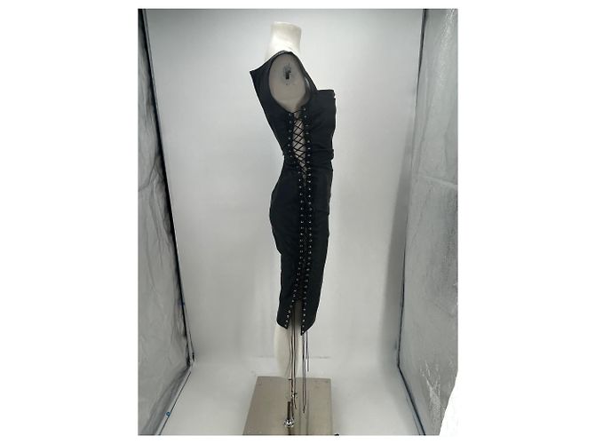 Autre Marque MIAOU Lederkleid schwarz mit Schnürung - Ansicht 4